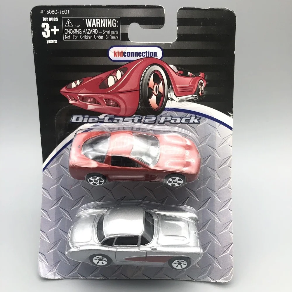 Kid Connection Diecast‎ 2 Pack 1997 Red Corvette & Silver 1957 1/64 Scale